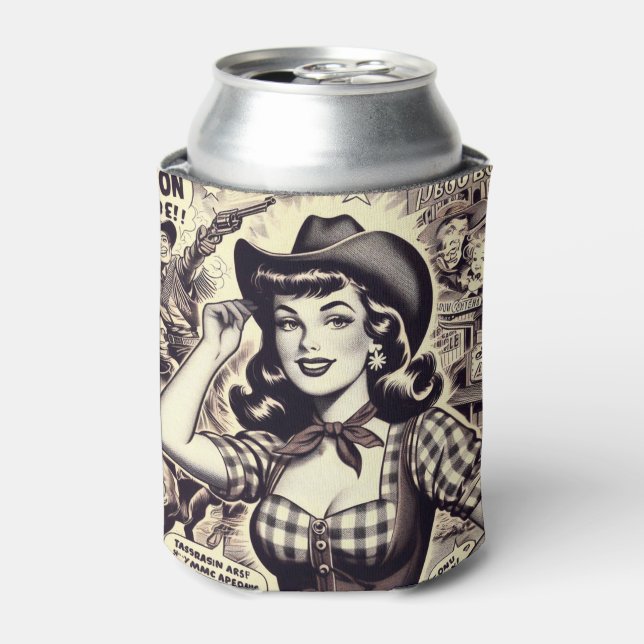 Rafraîchisseur Pour Canette Illustration Retro Country Girl (Can devant)