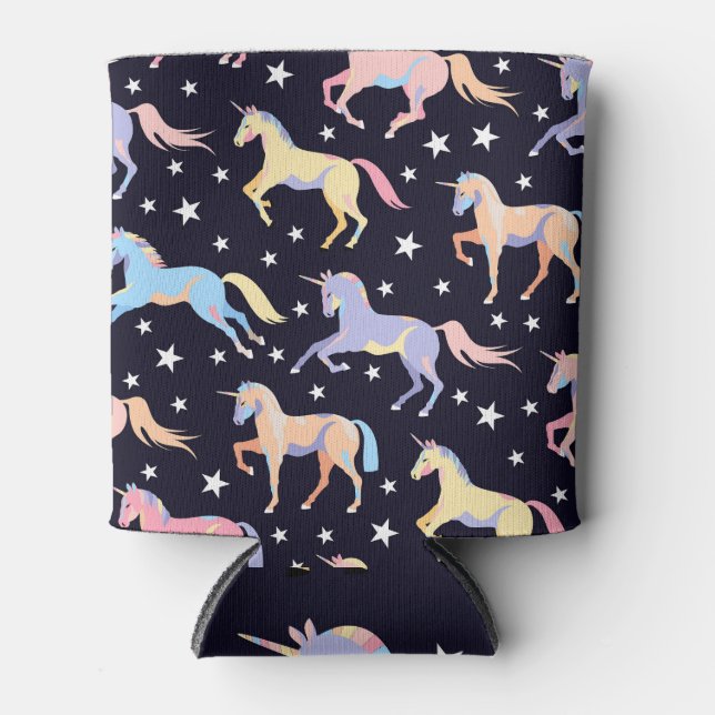 Rafraîchisseur Pour Canette Imaginaire Unicorne foncé : Magique Sans Seamless. (Devant)