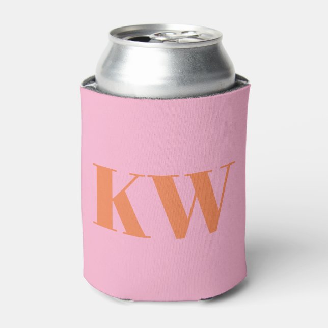 Rafraîchisseur Pour Canette Initiale Monogrammée Personnalisée Moderne Rose Or (Can devant)