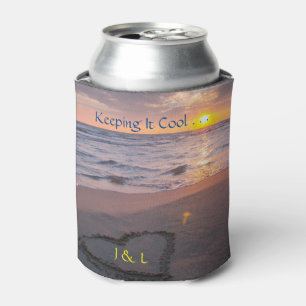 Rafraîchisseur Pour Canette Initiales Sunset Ocean Sand Heart "Keeping It Cool