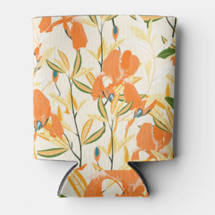 Rafraîchisseur Pour Canette Iris orange : motif floral transparent