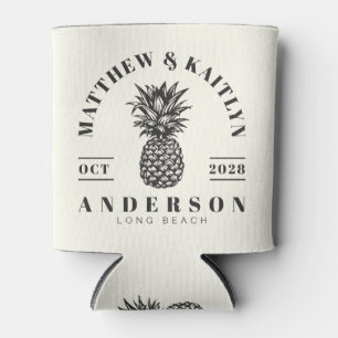 Rafraîchisseur Pour Canette Ivoire et Noir Chaud Mariage Tropical à l'Ananas