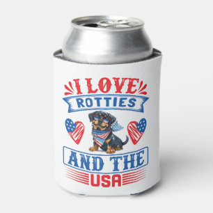Rafraîchisseur Pour Canette J'aime les Rotties et les USA