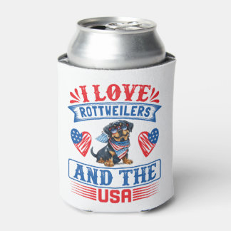 Rafraîchisseur Pour Canette J'aime les Rottweilers et les USA