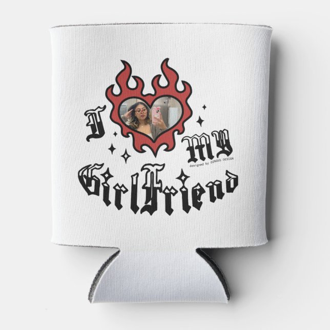 Rafraîchisseur Pour Canette J'aime ma copine - Rouge - DingusDesign (Devant)