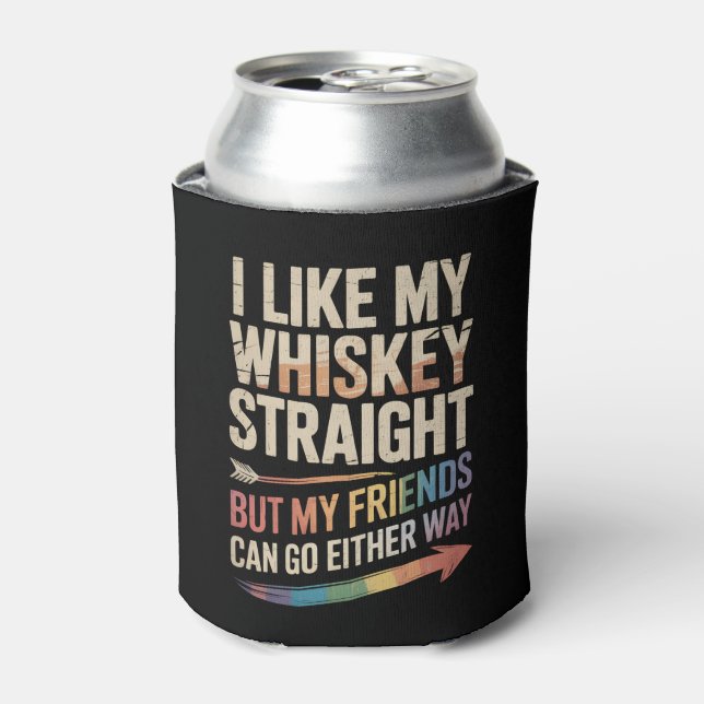 Rafraîchisseur Pour Canette J'Aime Mon Whiskey Droit Mais Mes Amis LGBTQ (Can devant)