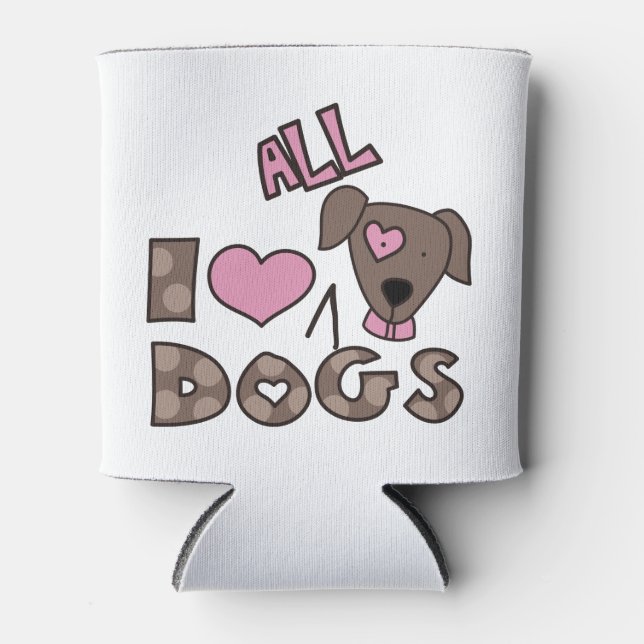 Rafraîchisseur Pour Canette J'aime tous les chiens (Devant)