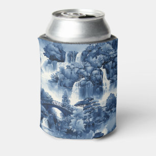 Rafraîchisseur Pour Canette Jardin d'eau japonais en porcelaine blanche bleue