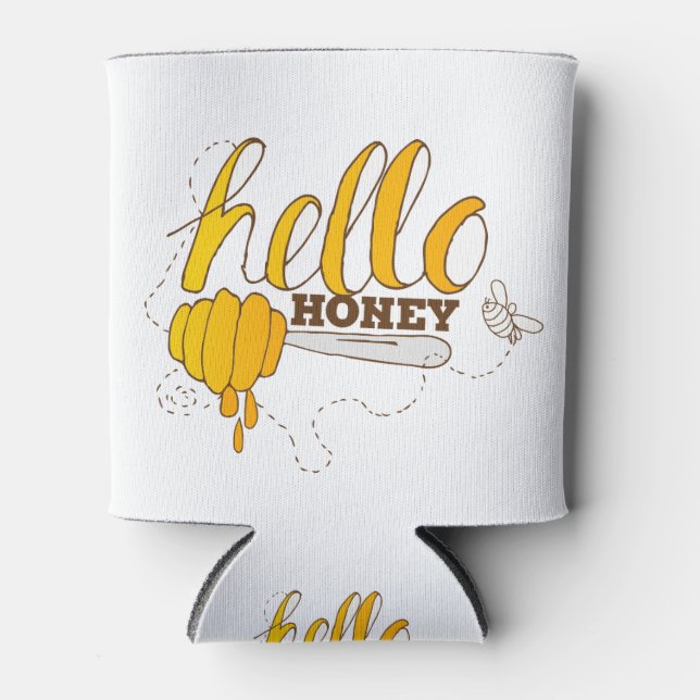 Rafraîchisseur Pour Canette Jaune doré et Brown Hello Honey (Devant)