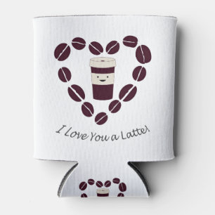 Rafraîchisseur Pour Canette Je t'aime un Latte Cute Café Cup & Coffee Heart