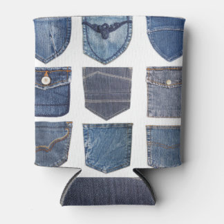 Rafraîchisseur Pour Canette Jeans poches, isolé arrière - plan blanc.