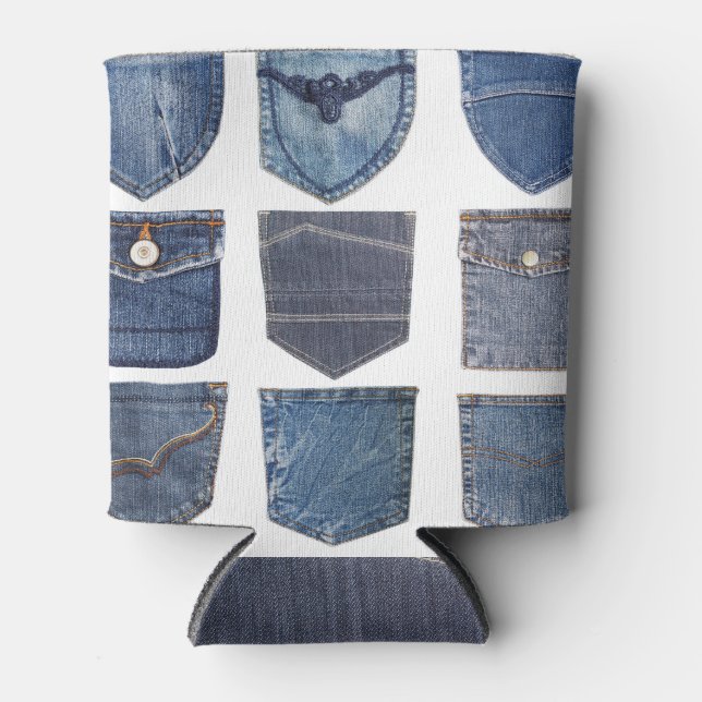 Rafraîchisseur Pour Canette Jeans poches, isolé arrière - plan blanc. (Devant)