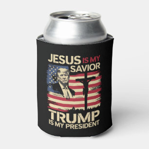 Rafraîchisseur Pour Canette Jésus est mon sauveur Trump est mon président Drap