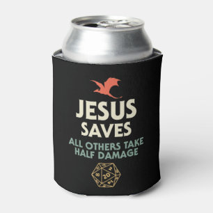 Rafraîchisseur Pour Canette Jesus Saves DM Dragon D20 Dice Cadeau RPG Rôle Pla
