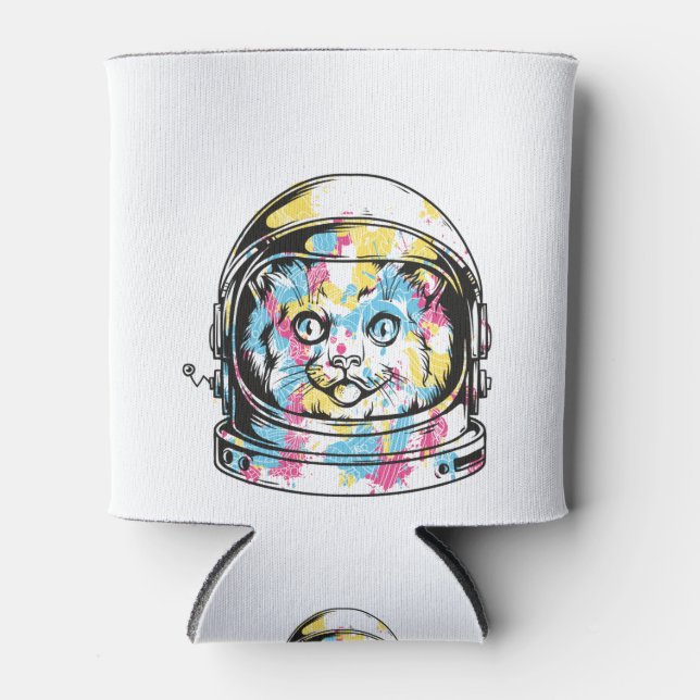Rafraîchisseur Pour Canette Joli chat astronaute (Devant)
