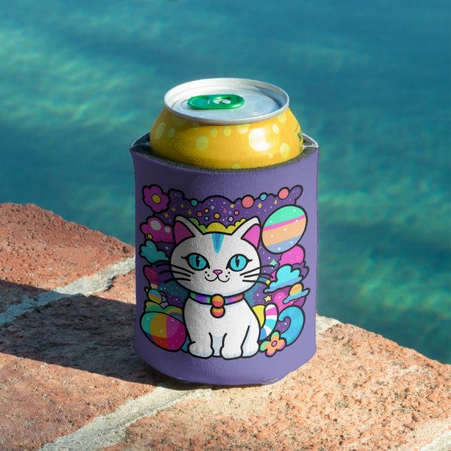 Rafraîchisseur Pour Canette Joli Chat Cosmique Blanc (Piscine in situ)