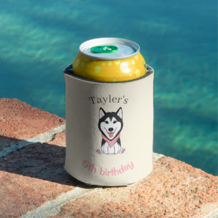 Rafraîchisseur Pour Canette Joli chien husky noir et blanc