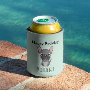 Rafraîchisseur Pour Canette Joli chien pug gris joyeux anniversaire nom person