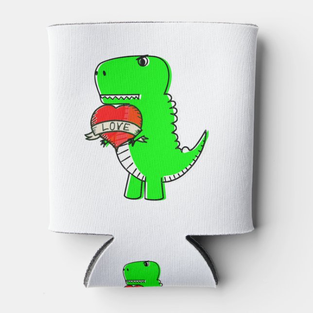 Rafraîchisseur Pour Canette Joli dinosaure de la Saint-Valentin (Devant)