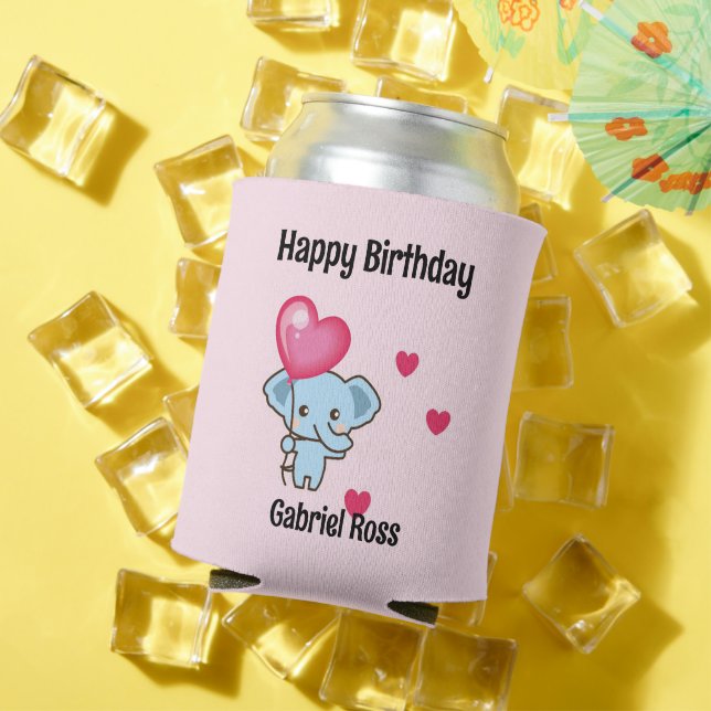 Rafraîchisseur Pour Canette Joli éléphant rose anniversaire (Été in situ)