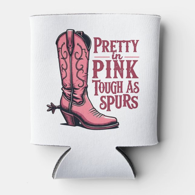 Rafraîchisseur Pour Canette Joli en rose dur comme Spurs Cowgirl Boot Western (Devant)