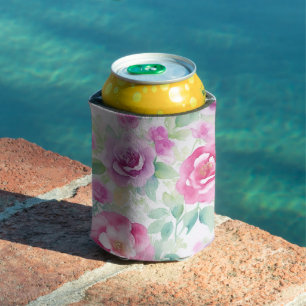 Rafraîchisseur Pour Canette Joli motif floral rose et violet
