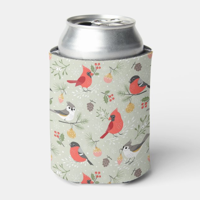 Rafraîchisseur Pour Canette Joli Noël Oiseau Motif Design de vacances (Can devant)