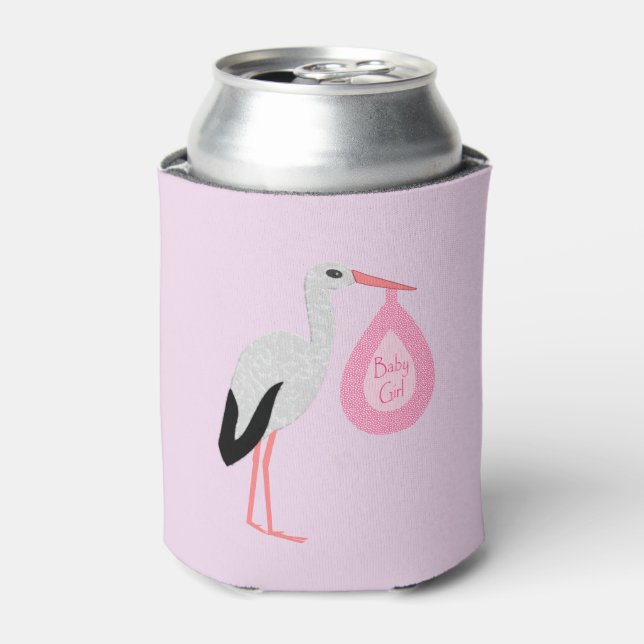 Rafraîchisseur Pour Canette Jolie chatte rose bébé fille Stork (Can devant)