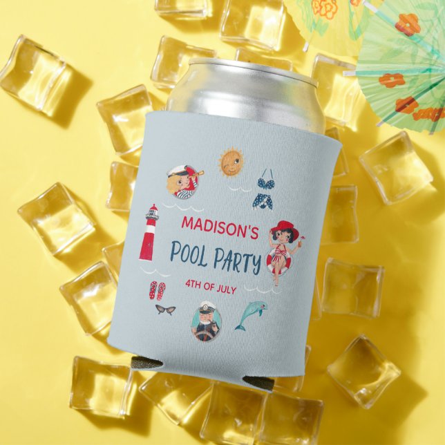 Rafraîchisseur Pour Canette Jolie fête au bord de la piscine en été (Été in situ)