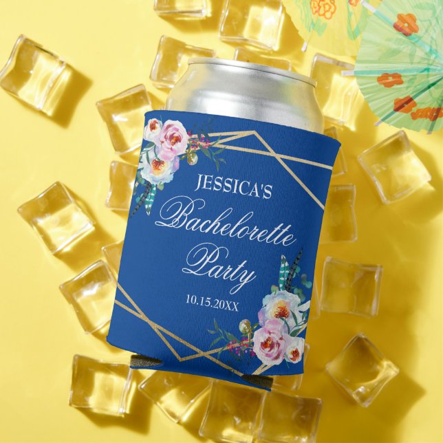 Rafraîchisseur Pour Canette Jolie fête de Bachelorette Bohème Bleue à Plumes (Été in situ)