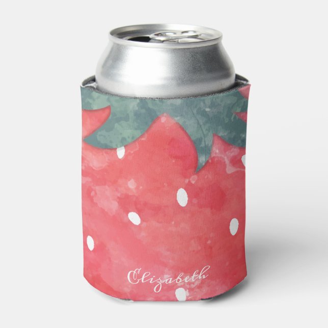 Rafraîchisseur Pour Canette Jolie fraise à l'aquarelle  (Can devant)