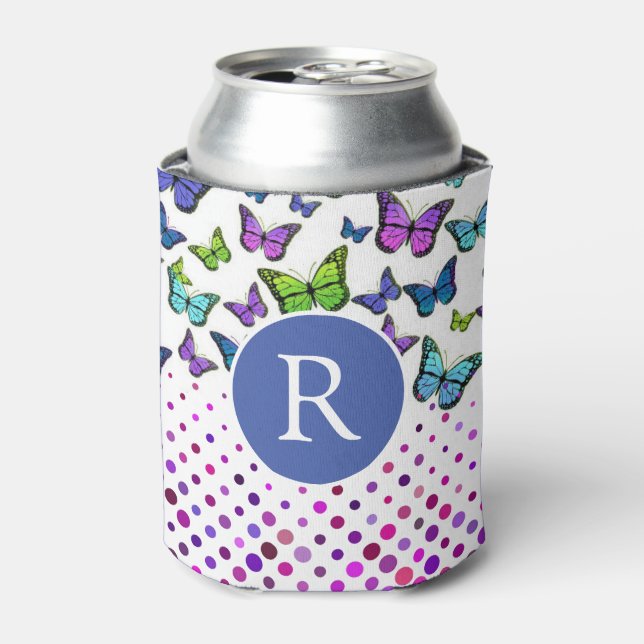 Rafraîchisseur Pour Canette Jolie papillons et points Monogramme (Can devant)