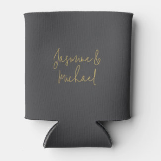 Rafraîchisseur Pour Canette Jolis Noms de Couple en Calligraphie Chic Gris & O