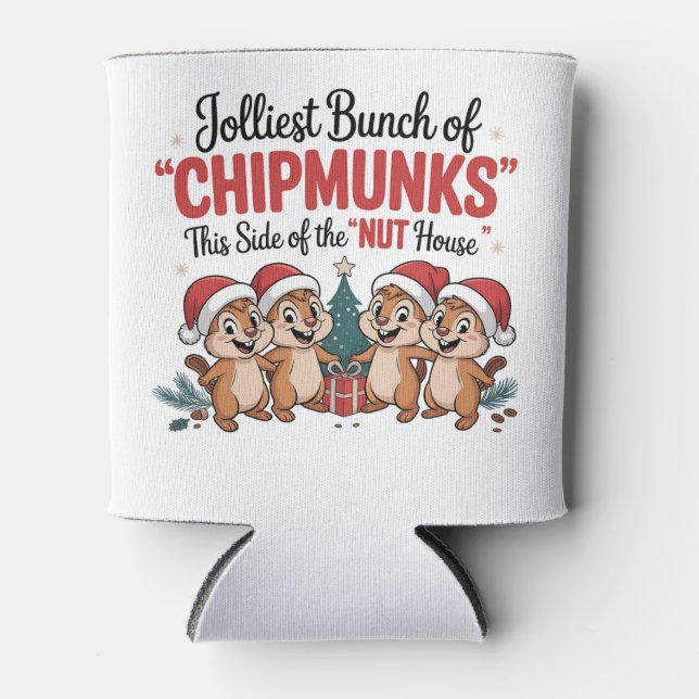 Rafraîchisseur Pour Canette Jolle Bunch de Chipmunks Funny Rodents Noël (Devant)