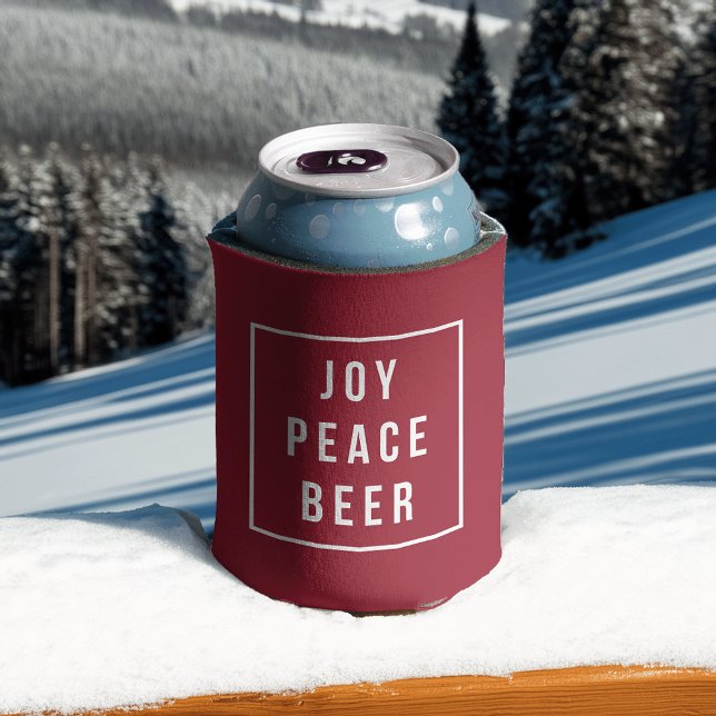 Rafraîchisseur Pour Canette Joy Peace Beer | Red & White Funny Holiday (Créateur téléchargé)