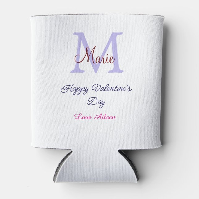 Rafraîchisseur Pour Canette Joyeuse Saint-Valentin pastel violet monogramme ro (Devant)