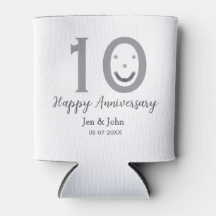 Rafraîchisseur Pour Canette Joyeux 10e anniversaire nom date gris gras émoji