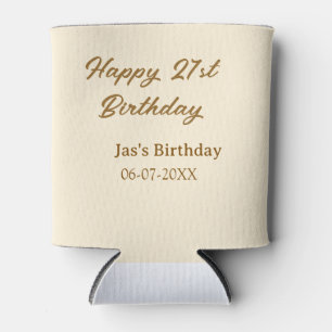Rafraîchisseur Pour Canette Joyeux 21e anniversaire marron pastel jaune nom da