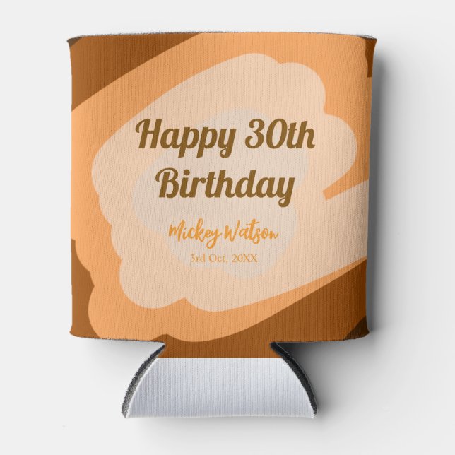 Rafraîchisseur Pour Canette Joyeux 30e anniversaire bois rustique Halloween au (Devant)