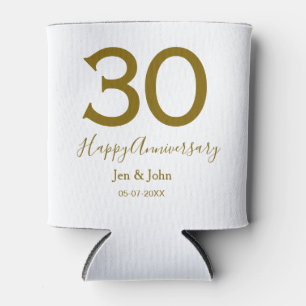 Rafraîchisseur Pour Canette Joyeux 30e anniversaire nom date golden bold lette