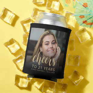 Rafraîchisseur Pour Canette Joyeux Anniversaire 21 Ans Fête de Photo Personnal