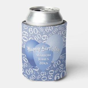 Rafraîchisseur Pour Canette Joyeux anniversaire 60e numéro Motif bleu et blan