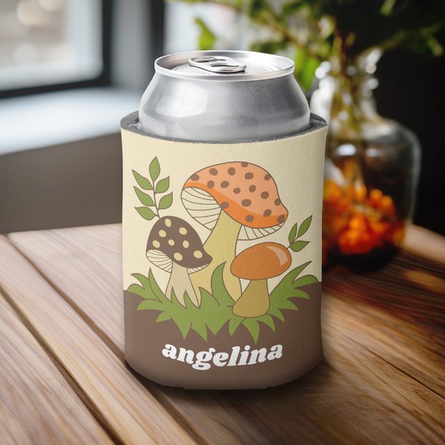 Rafraîchisseur Pour Canette Joyeux champignons avec nom personnalisé (Custom Can Cooler)
