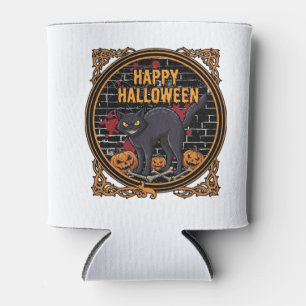 Rafraîchisseur Pour Canette Joyeux Halloween Chat Noir Citrouilles Os_1