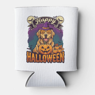 Rafraîchisseur Pour Canette Joyeux Halloween Chien Retriever Doré Chapeau de S