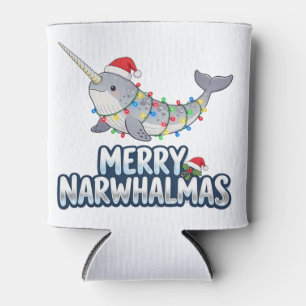 Rafraîchisseur Pour Canette Joyeux Narwhalmas portant un chapeau de Père Noël