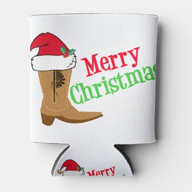 Rafraîchisseur Pour Canette Joyeux Noël à tous les texas vacances cowboy (Devant)