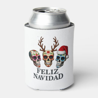 Rafraîchisseur Pour Canette Joyeux Noël Crânes de Sucre Renne Père Noël Mexica