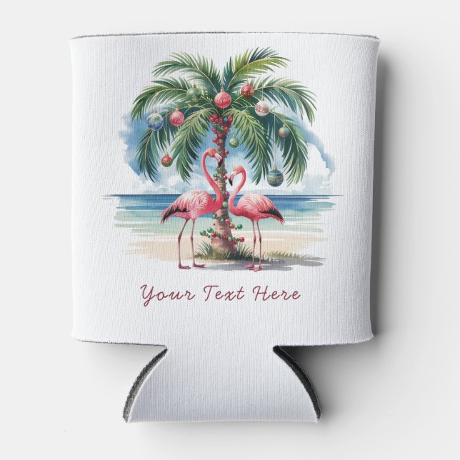 Rafraîchisseur Pour Canette Joyeux Noël rose Flamant rose personnalisé Can (Devant)