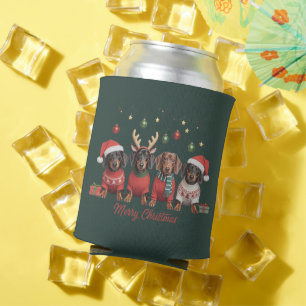 Rafraîchisseur Pour Canette Joyeux Noël Santa Renne Dachshund Weiner